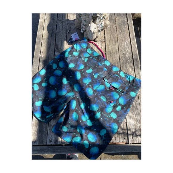George Swim Shorts Trunks Jellyfish Print Black Blue Purple Sz L NWT - Picture 4 of 4